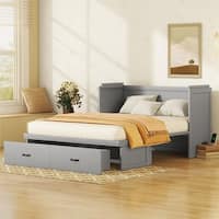 Queen Size Murphy Bed with USB Port and a Large Drawer, Space-Saving