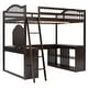 preview thumbnail 44 of 52, Solid Wood Loft Bed with Bulit-in U-shaped Desk and 2 Drawers, Full Size Loft Bedframe with Storage Shelves and Tri-fold Mirror