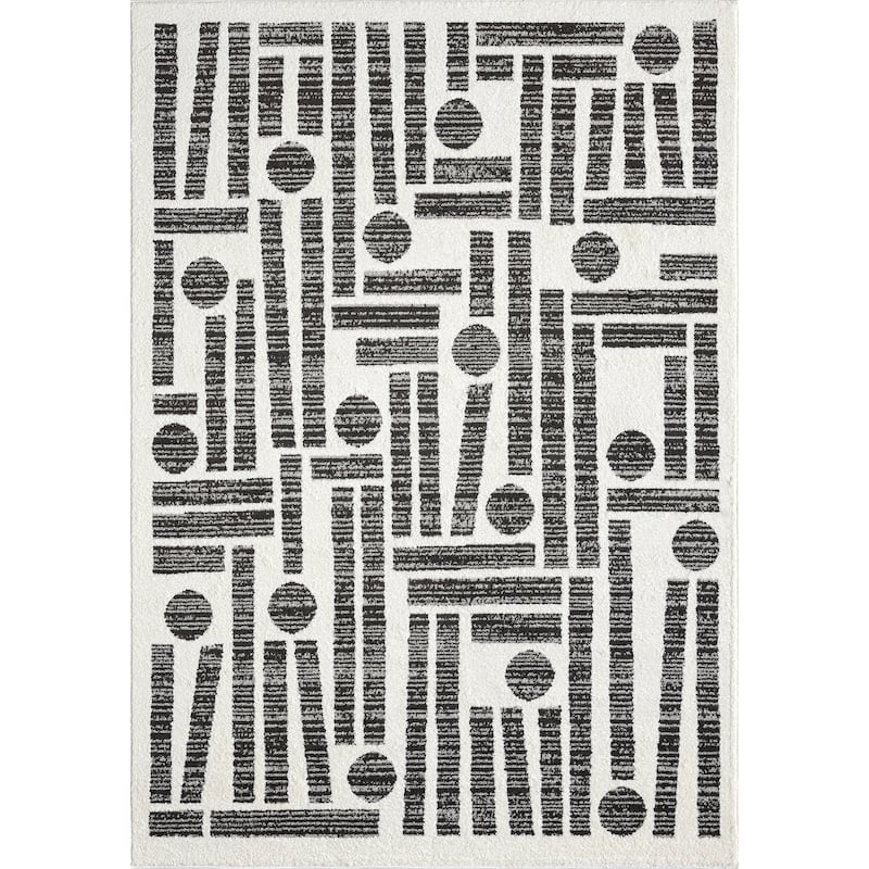 Abani Rugs Nomad Collection NOM110A Cream Grey Geometric Area Rug