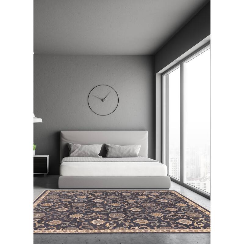 ECARPETGALLERY Hand-knotted Jamshidpour Dark Navy Wool Rug - 7'7 x 9'10