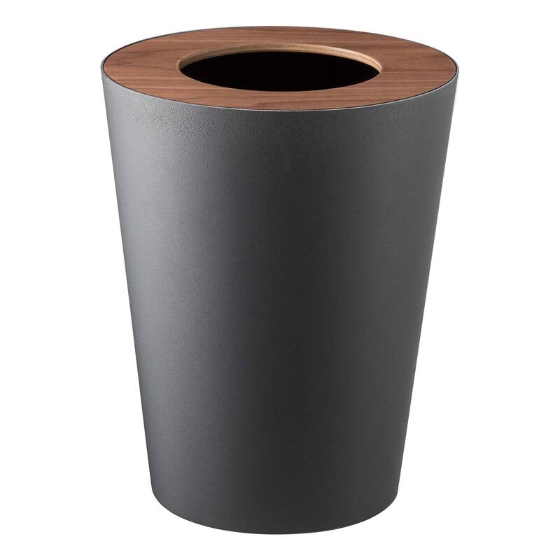 Yamazaki Home Trash Can - Two Styles, Steel & Wood - Walnut