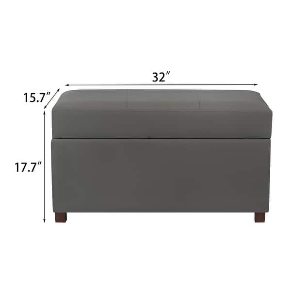 dimension image slide 2 of 5, Adeco Faux Leather Storage Ottoman for Living Room