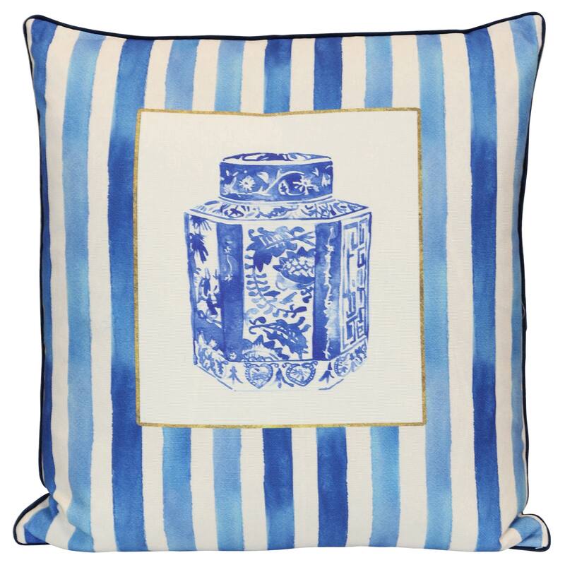 StyleCraft Tamara Day for StyleCraft Porcelain Keepsake Pillow - 24" x 24" - Blue, Soft White