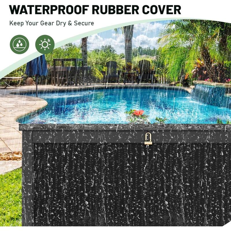 230/260 Gallon Large Outdoor Storage Deck Box, Waterproof Outdoor Storage Box with Built-in Steel Beams