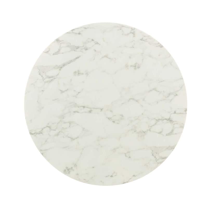 Lippa 40" Mid-century Dining Table With Round Artificial Marble Top