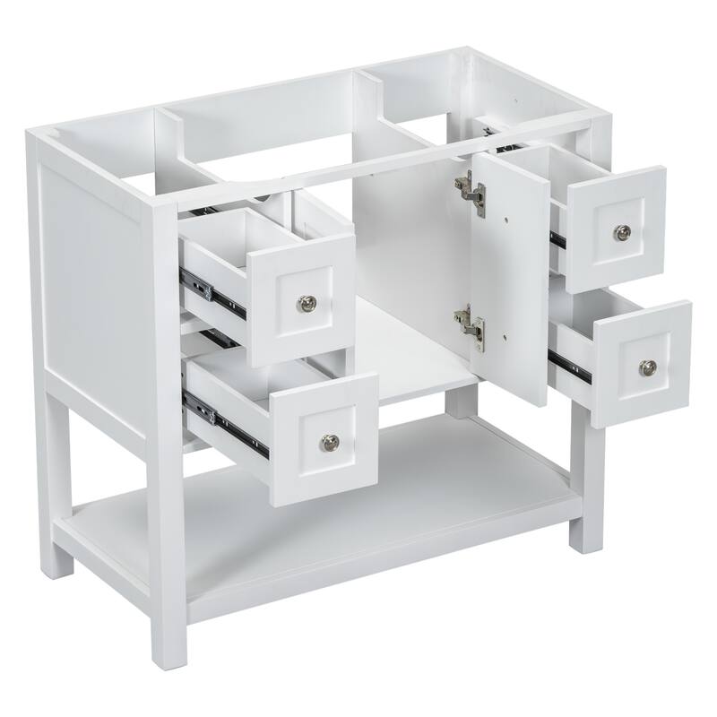 36" Bathroom Vanity without Sink, with 4 Drawers& Soft Closing Doors
