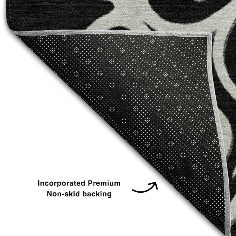 Premium Washable Super Soft Transitional Scroll Mayfield Rug