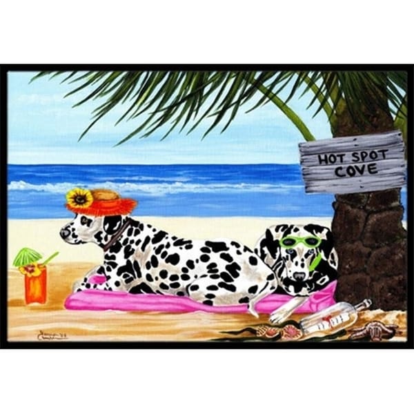 Carolines Treasures AMB1342MAT Hot Spot Cove Beach Dalmatian Indoor or Outdoor Mat 18 x 27