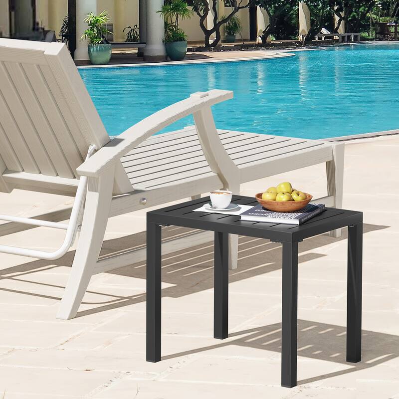 VredHom Outdoor Aluminum Patio Side Table - 18.1 in L * 13.8 in W * 15.7 in H