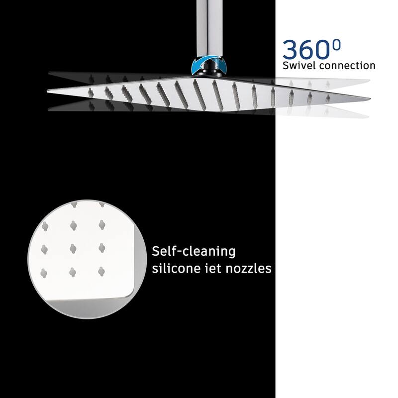 10" Ceiling Mount Dual Shower Heads, 2 Function Shower System With Sliding Rod Shower Hand