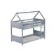 preview thumbnail 9 of 10, Kid-Friendly Twin Over Twin Rubber Wood Bunk Bed with Safety Guardrails,Light Grey