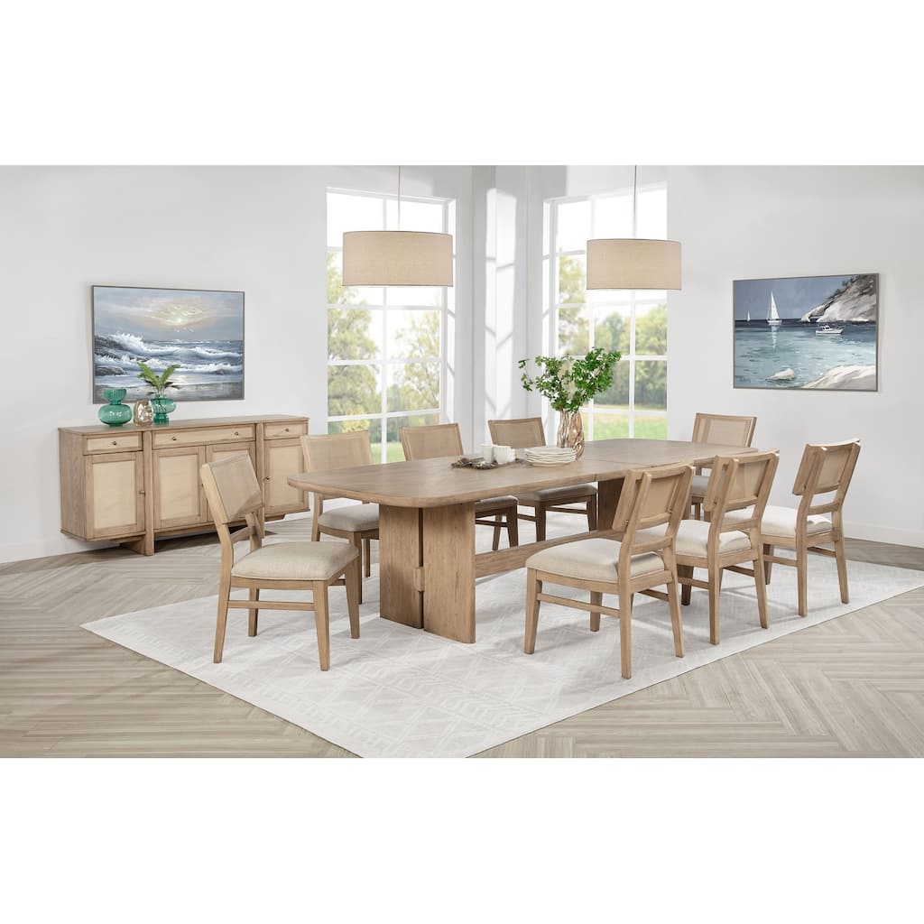 Kailani Rectangular Wood Dining Table Set Beige Oak