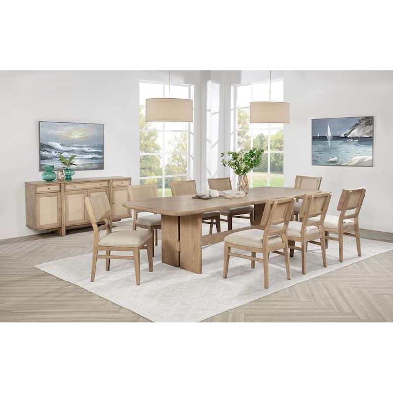 Kailani Rectangular Wood Dining Table Set Beige Oak - 9-Piece
