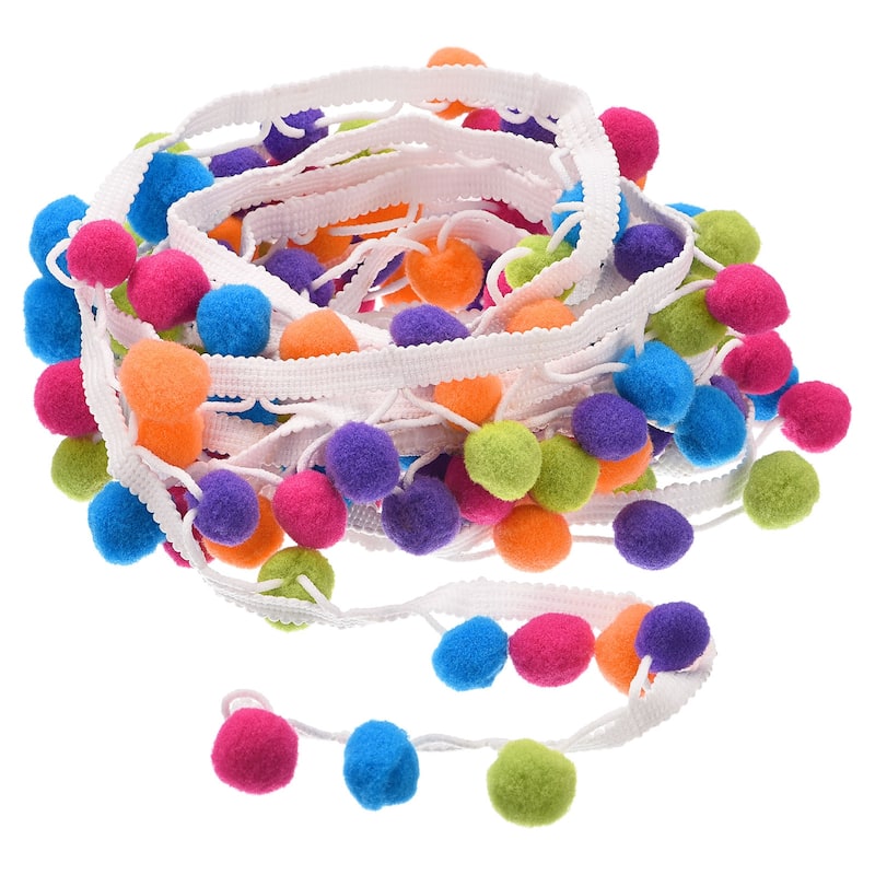 10 Yards Pom Pom Ball Fringe Trim Ribbon Sewing for DIY Crafts Multicolor
