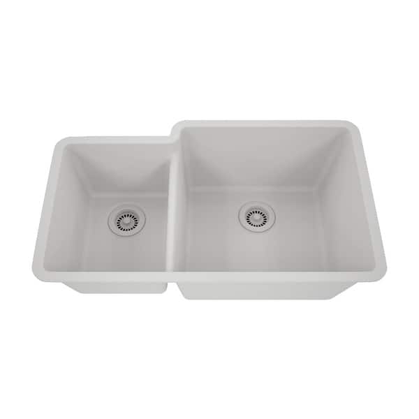 slide 2 of 8, 32 Inch Lexicon Platinum Quartz Composite Drop-in Undermount Galaxy White - 19" W x 32" L x 9.75" H Galaxy White