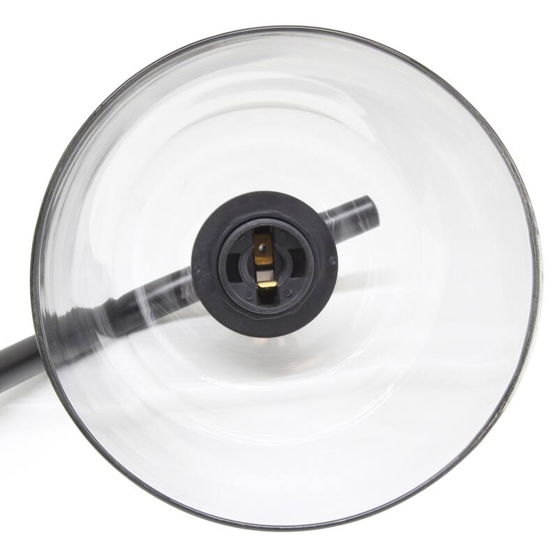 Curved Arm Desk Lamp with Glass Shade - 15.75" - Black