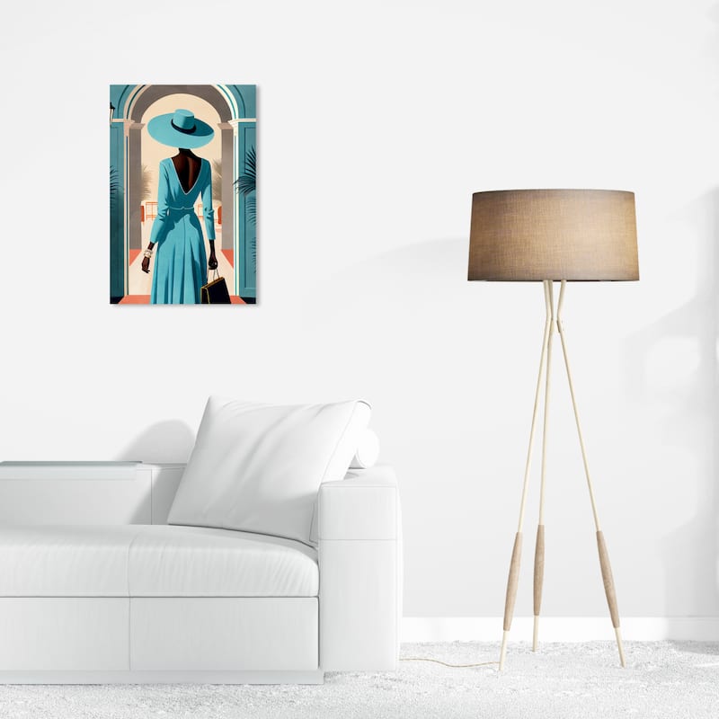 Wynwood Studio Fashion and Glam Set the Stage Blue and Teal Modern & Contemporary Wall Art Canvas Print - 24 x 16