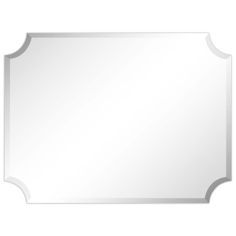 Frameless Rectangle Scalloped Beveled Wall Mirror, Bathroom, Vanity, Bedroom, Living room Mirror,1"-beveled Edge - Clear