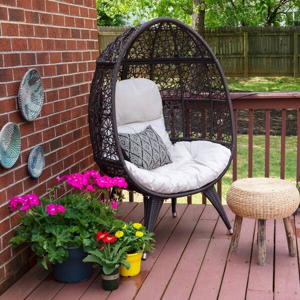 Outdoor Narrow Egg Chair Wicker, Patio Rattan Basket Chair