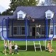 preview thumbnail 1 of 12, 12ft Blue Round Outdoor Trampoline with Enclosure Net and Basketball Hoop Kids - 144.09" x 144.09"