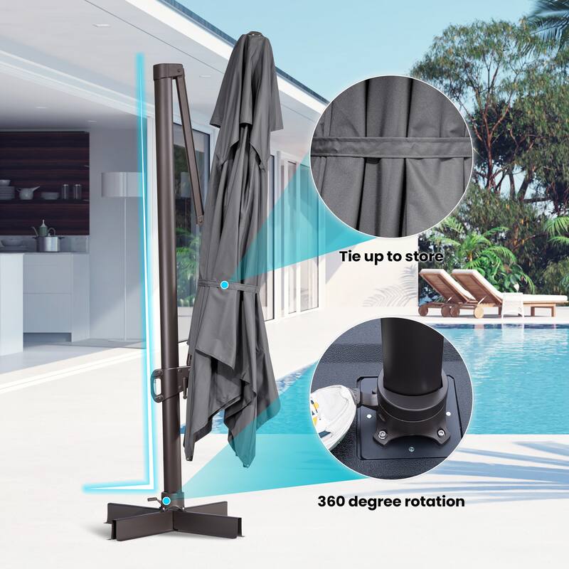 Outdoor 10X13 FT Dual Top Patio Cantilever Umbrella with Offset Base