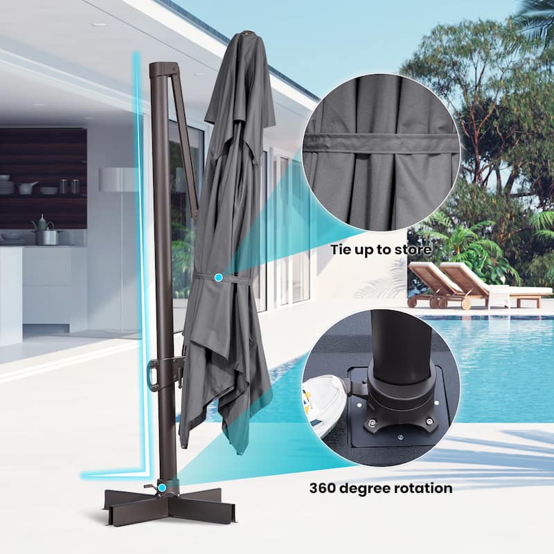 Pellebant 10 X 13 Feet Outdoor Cantilever Umbrella with Base