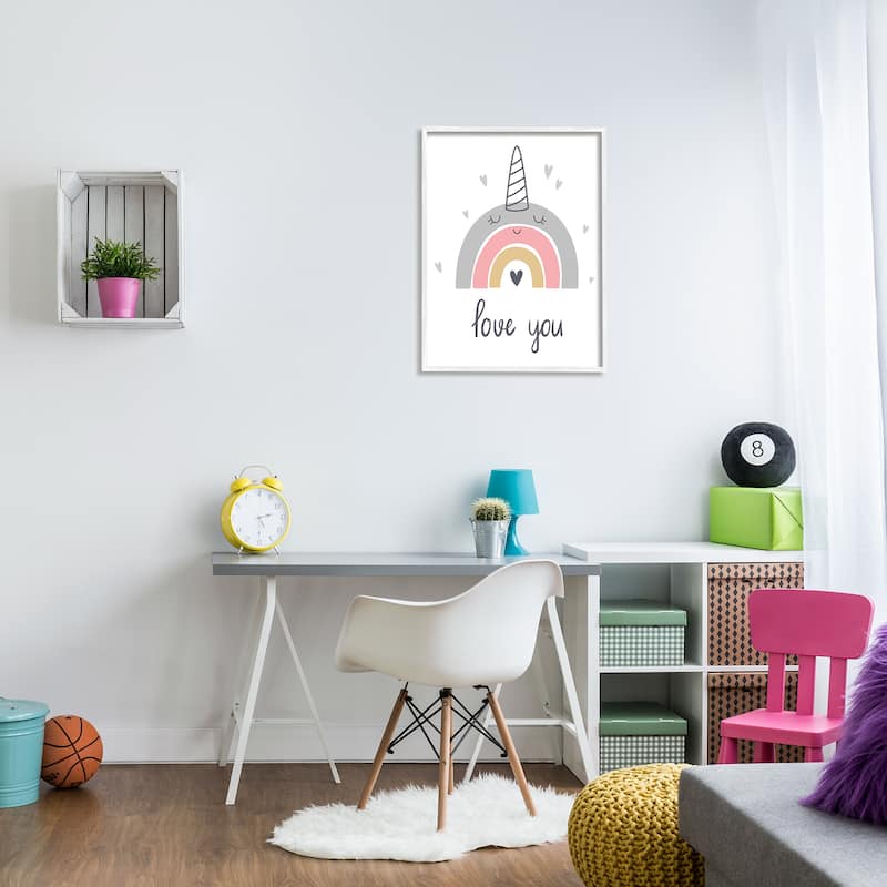 Stupell Love You Unicorn Rainbow Framed Giclee Art Design by LSR Design Studio
