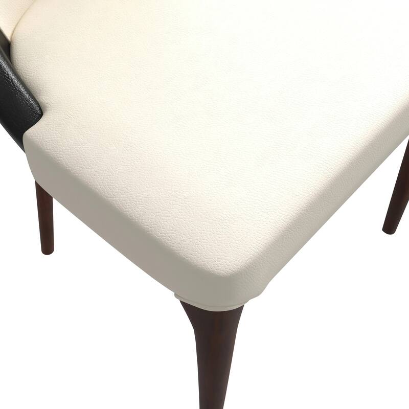 Havana Leather Upholstered Solid Wood Dining Chair Two-Tone Color Design Set of 4