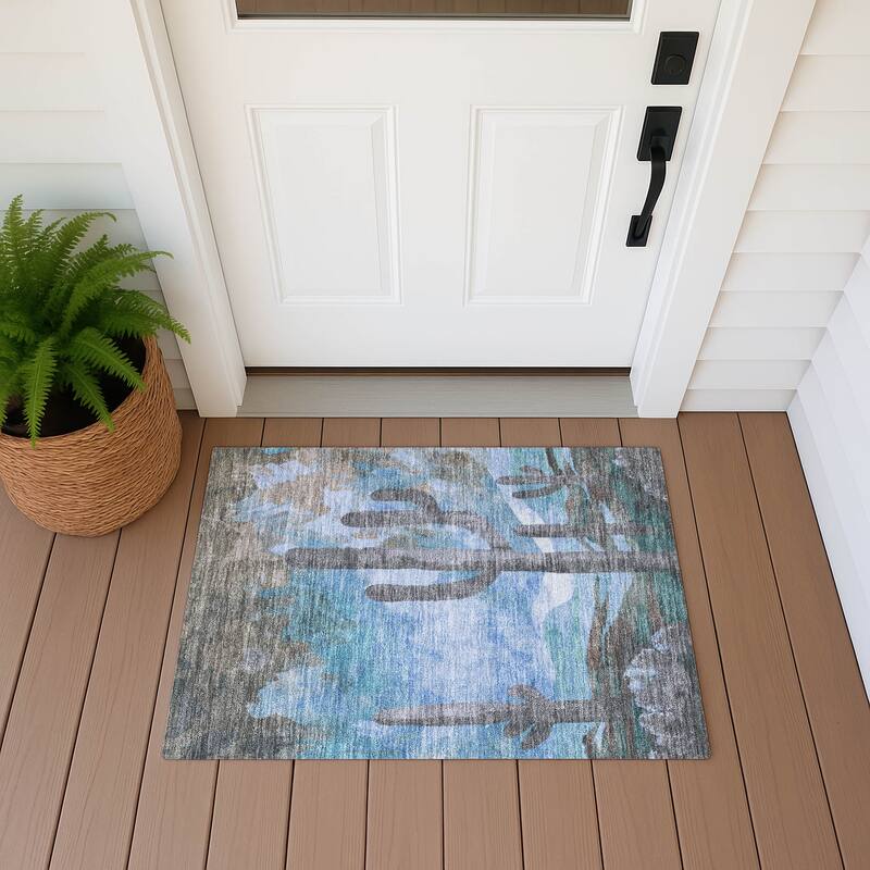 Machine Washable Indoor/ Outdoor Desert Inspiration Chantille Rug - Brown - 1'8" x 2'6"