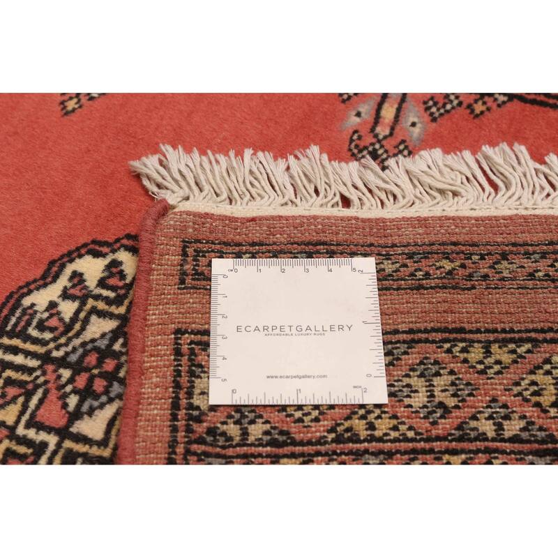 ECARPETGALLERY Hand-knotted Peshawar Bokhara Coral Wool Rug - 2'7 x 10'6