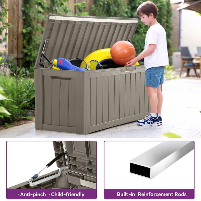 80 Gallon Resin Lockable Deck Box with Soft Close Hinges