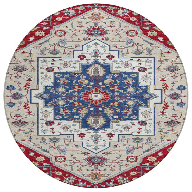 Machine Washable Indoor/ Outdoor Traditional Kolkata Chantille Rug