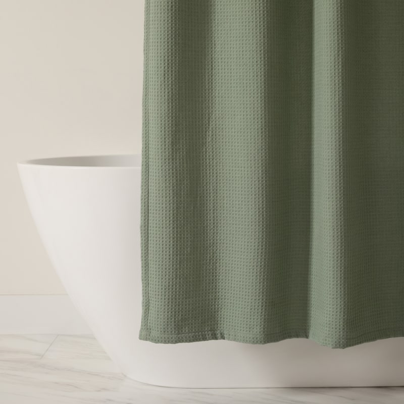 Becky Cameron Cotton Blend Waffle Shower Curtain - 72" x 72" - Sage