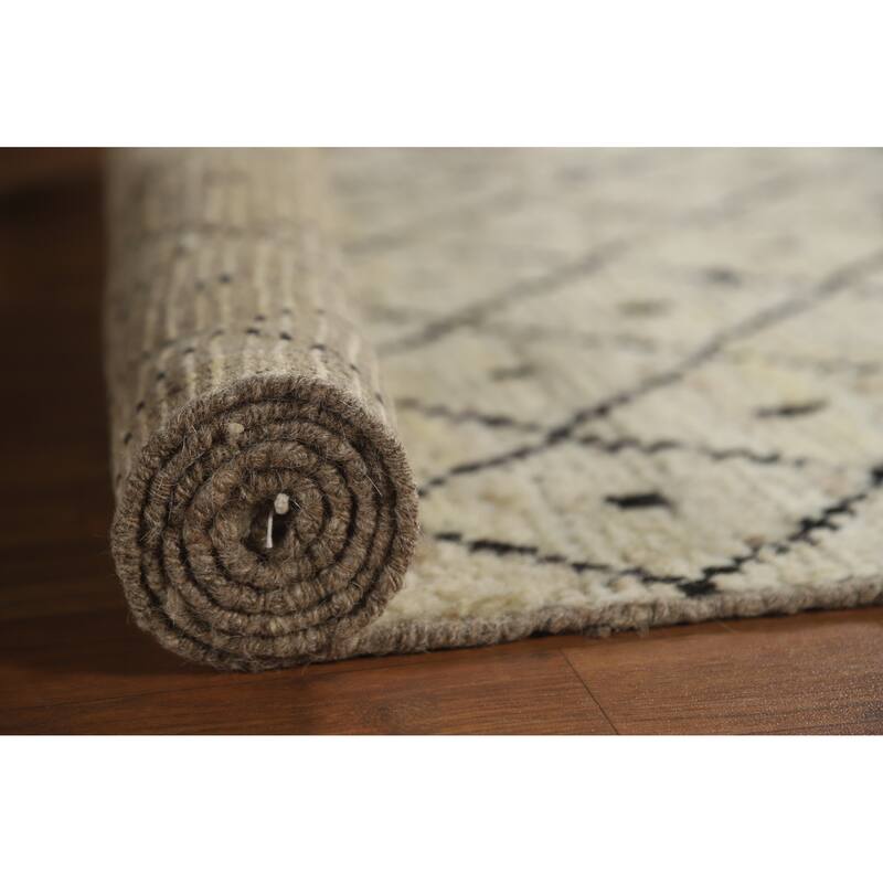 Trellis Beige Moroccan Oriental Runner Rug Hand-Knotted Wool Carpet - 3'6" x 12'10"
