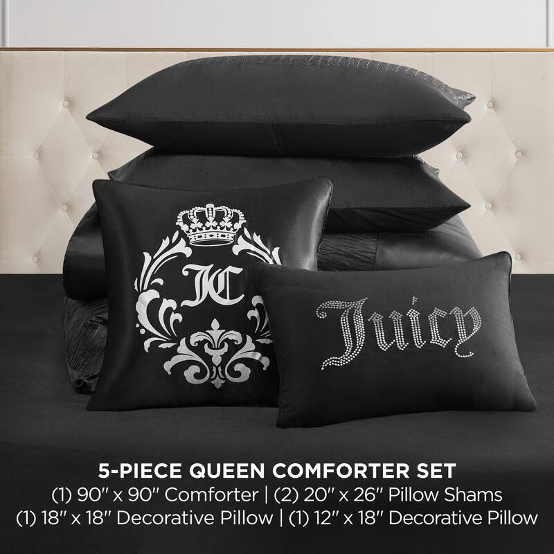 Juicy Couture Glam Night Black Stripe Comforter Bedding Set