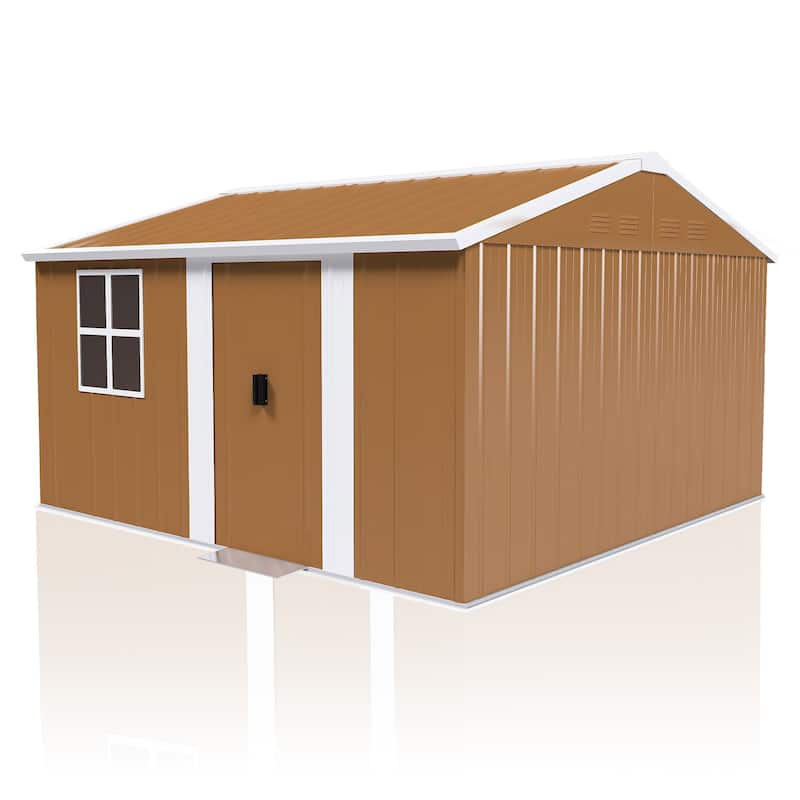 12x10 FT Metal Storage Shed – Windows, Lockable Door & Ventilation – Weatherproof for Backyard & Tools‌ - 12x10 FT