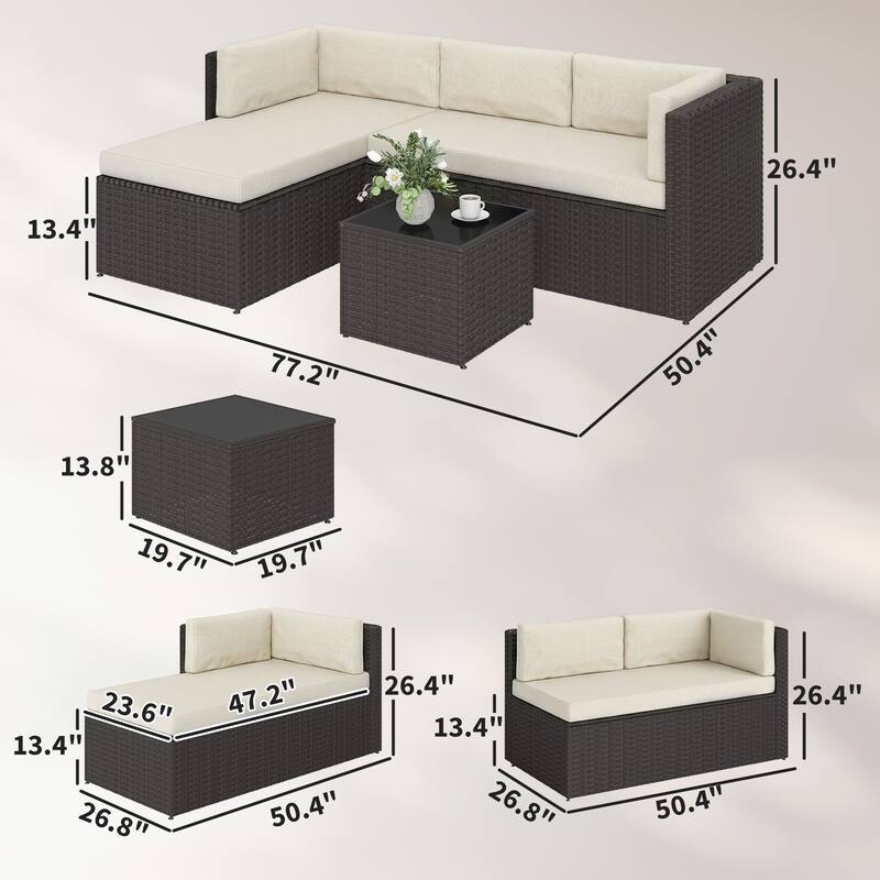 Outsunny 3 Piece Patio Furniture Set, Wicker Rattan Outdoor Patio Conversation Furniture Set with Cushions