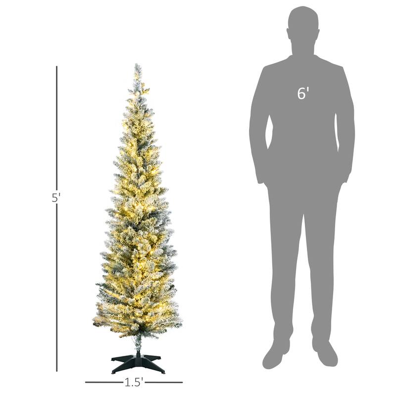 5' Tall Pre-Lit Slim Noble Fir Artificial Christmas Tree with 110 Warm White LED Lights and 294 Tips - Green