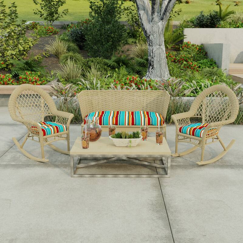 Outdoor Wicker Cushion Set for Bench and 2 Seats - 18'' L x 44'' W x 4'' H