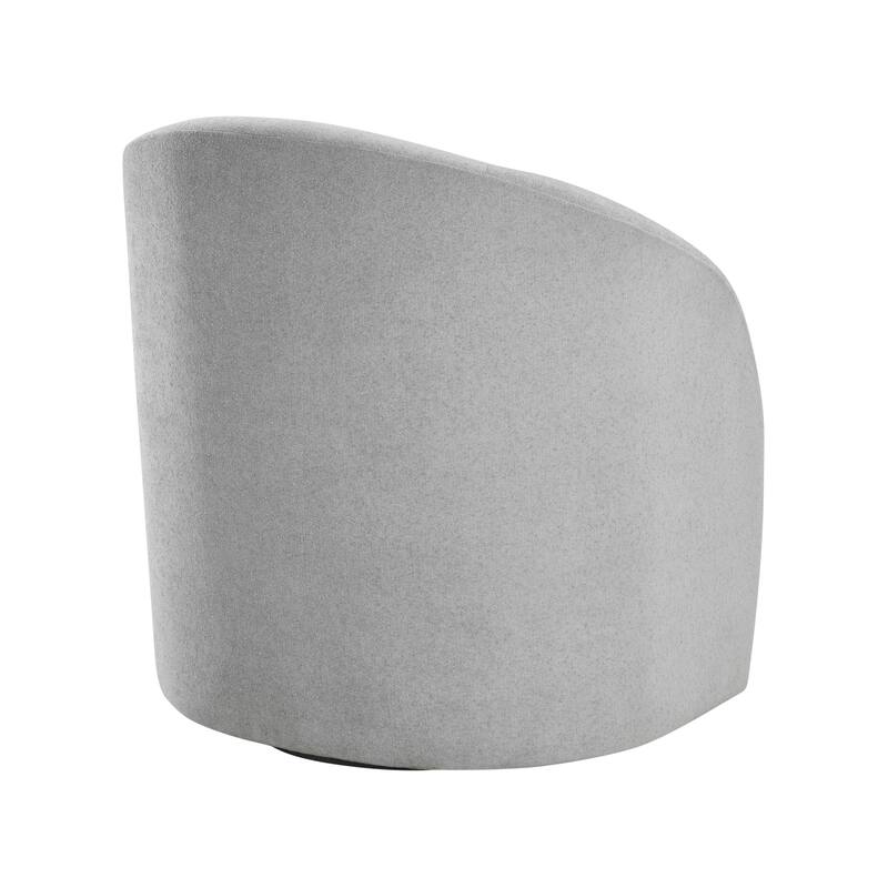 Boucle Swivel Barrel Chair, Round Upholstered Leisure Armchair, Reading Accent Chair with Curved Back & Metal Base