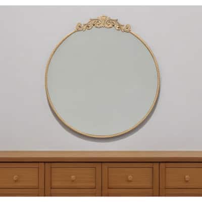HomeRoots 39" Gold Crowned Top Iron Framed Accent Mirror - 36' X '38.5' X '1.5