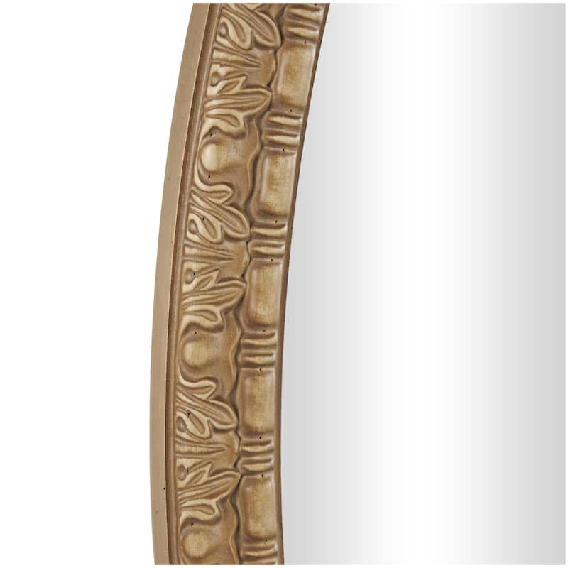 Wooden Leaf Carved Wall Mirror - Brown - Roche River Decor