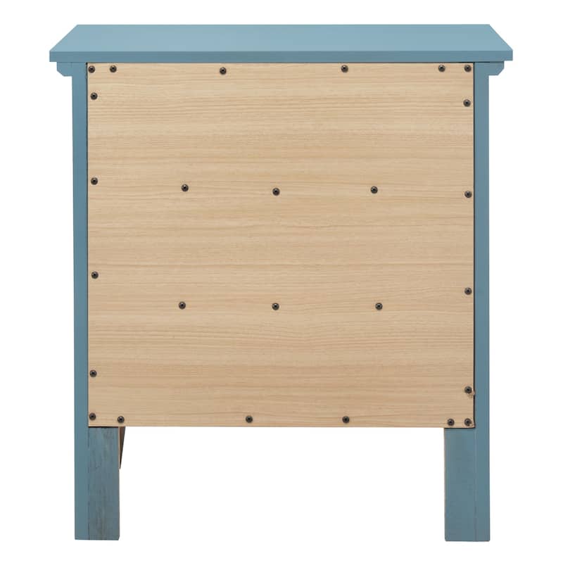 3-Drawer Teal Nightstand with Real Wood Veneers and English Dovetail Drawers, 26 Inch Bedside Table