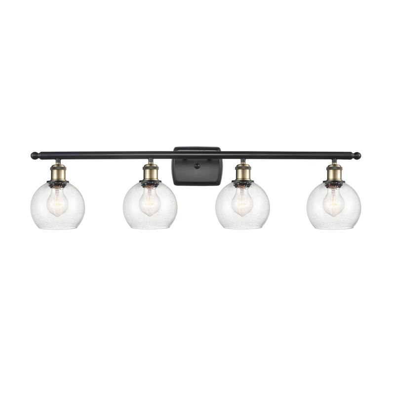 Innovations Lighting Athens - 4 Light 36" Bath Vanity Light - 6" Shade - Seedy/Black Antique Brass Finish