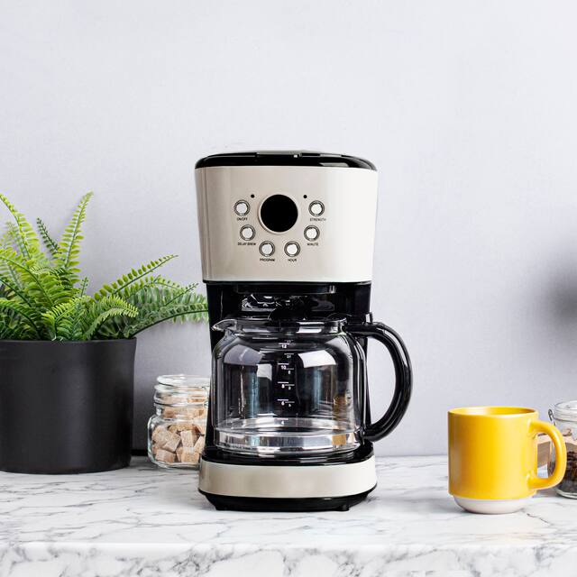 Haden 12-Cup Programmable Coffee Maker with Strength Control and Timer