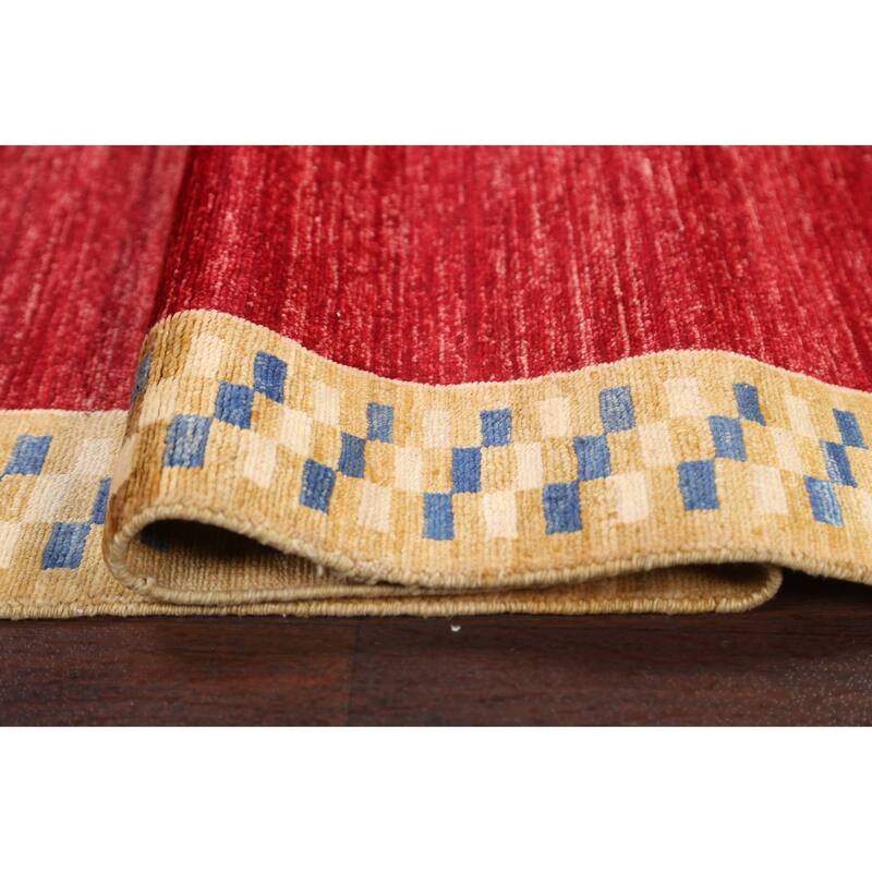 Bordered Gabbeh Kashkoli Oriental Wool Runner Rug Hand-knotted Carpet - 2'8" x 9'10"