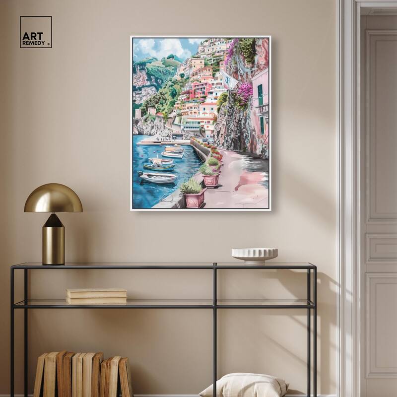 Lush Coastal Villa Entrance Canvas by Art Remedy