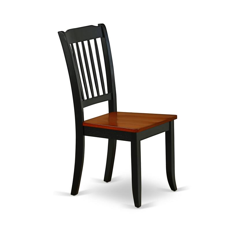 East West Furniture Dining Table Set- A Round Table and Kitchen Dining Chairs with Slatted back, Black & Cherry(Pieces Options)