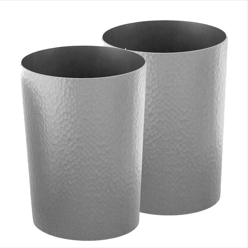 Bath Bliss Hammered Textured Trash Can - Silver - 2 PK