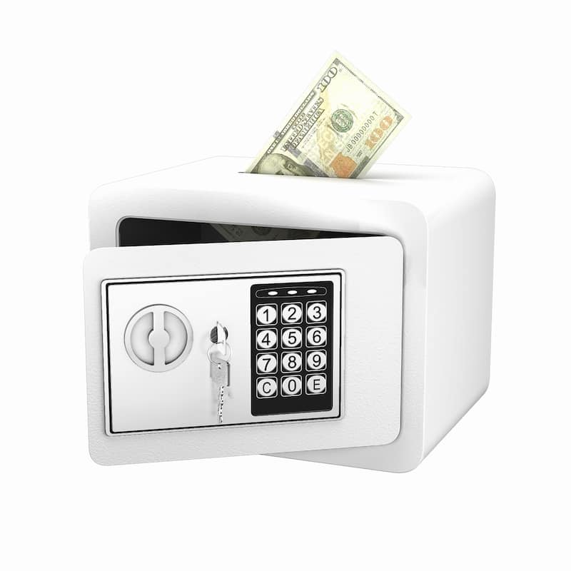 Secure Safe With Key And Password Money Home Safe, 0.23 Cubic Feet Small Safe, Mini Storage Cabinet - White